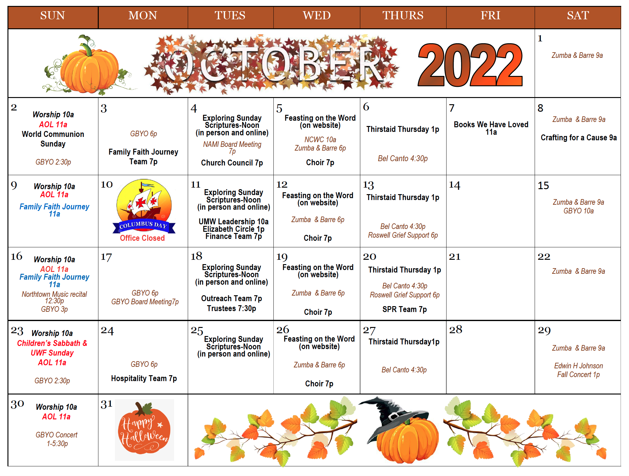 october 2022 calendar