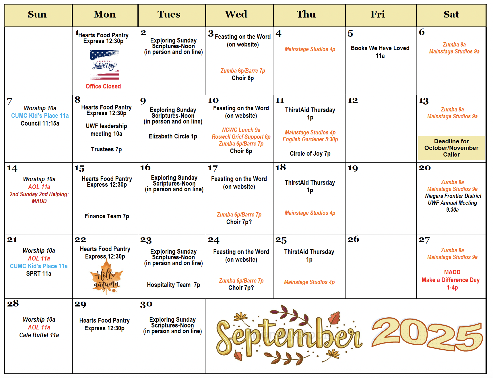 september calendar